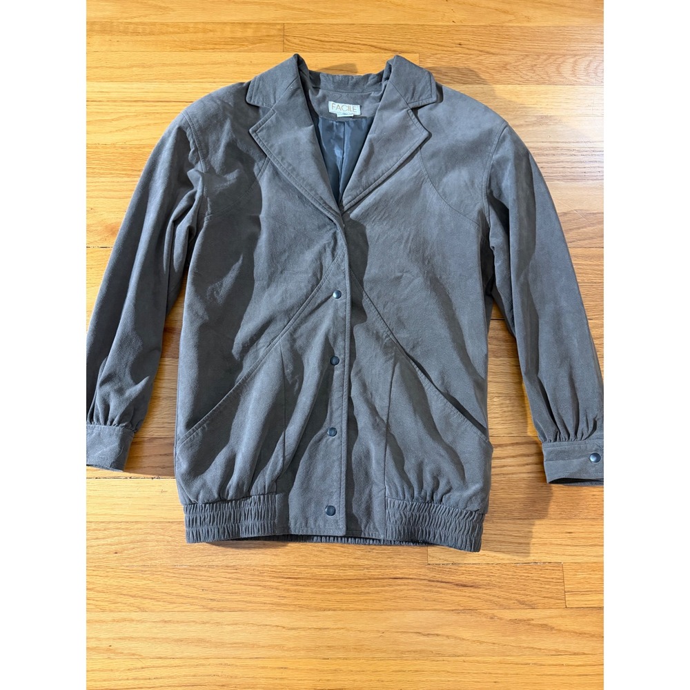 Vintage Facile Ultrasuede Bomber Jacket Bro Snap Front XS XS/Swn